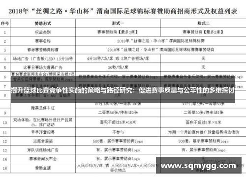 提升篮球比赛竞争性实施的策略与路径研究：促进赛事质量与公平性的多维探讨